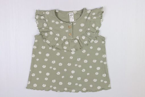 تاپ و شلوار دخترانه برند H&M مدل گل های سبز - Image 4