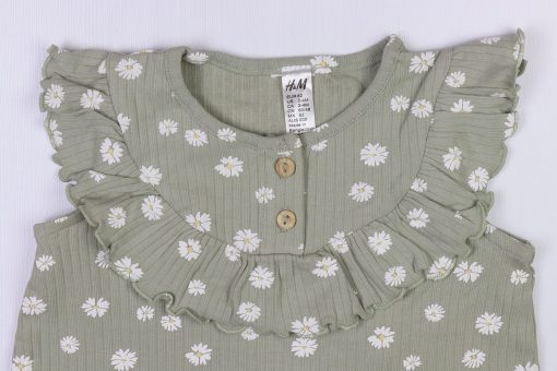 تاپ و شلوار دخترانه برند H&M مدل گل های سبز - Image 5