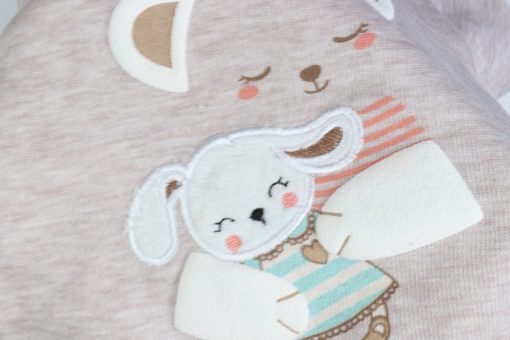 بلوز بافت طرح خرس و خرگوش بژ - Image 3