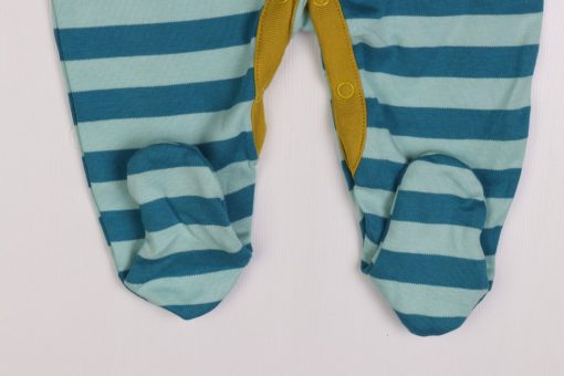 سرهمی جورابدار next baby طرح دستکش دار راه راه آبی - Image 3