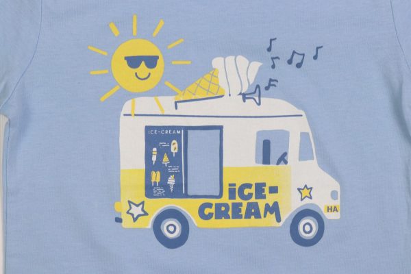 تیشرت آستین کوتاه ماشین بستنی آبی