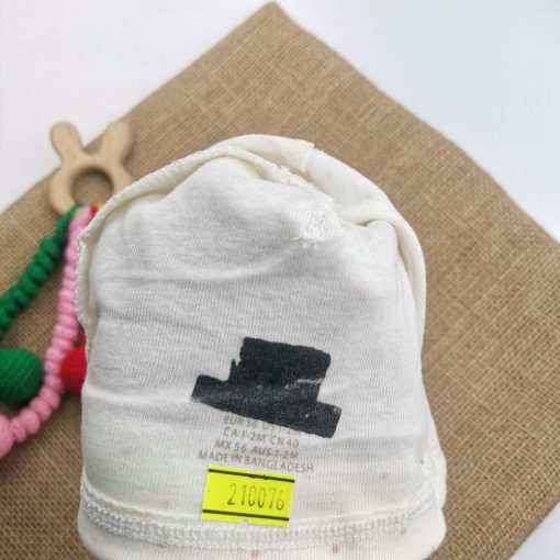 کلاه نوزادی H&M طرح سفید دون دون صورتی لبه تاشده - Image 2
