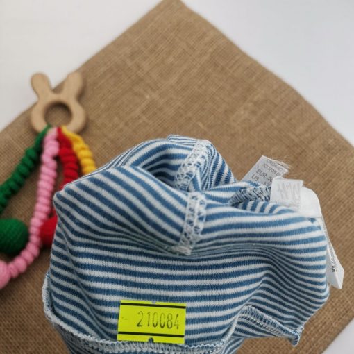 کلاه نوزادی H&M طرح راه راه آبی سفید لبه دار - Image 2