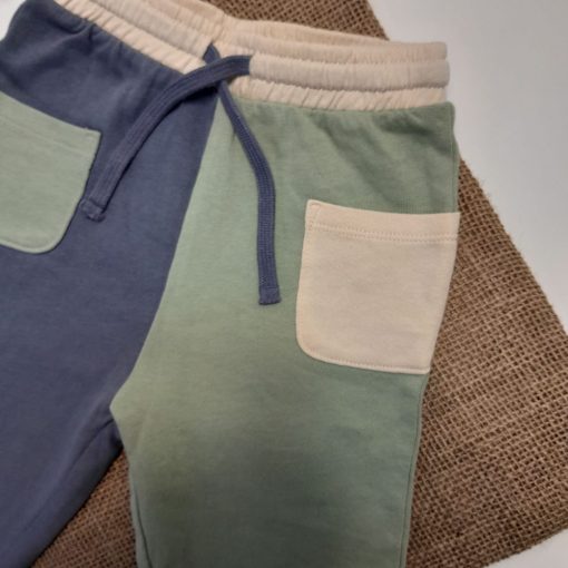 شلوار نوزادی H&M طرح سبز و آبی جیبدار