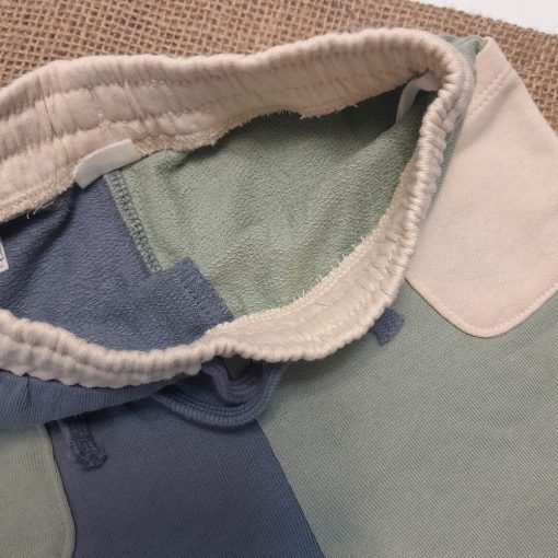 شلوار نوزادی H&M طرح سبز و آبی جیبدار