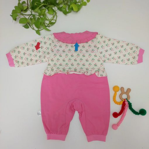 ایراد دار _ سرهمی دخترانه طرح کتان صورتی