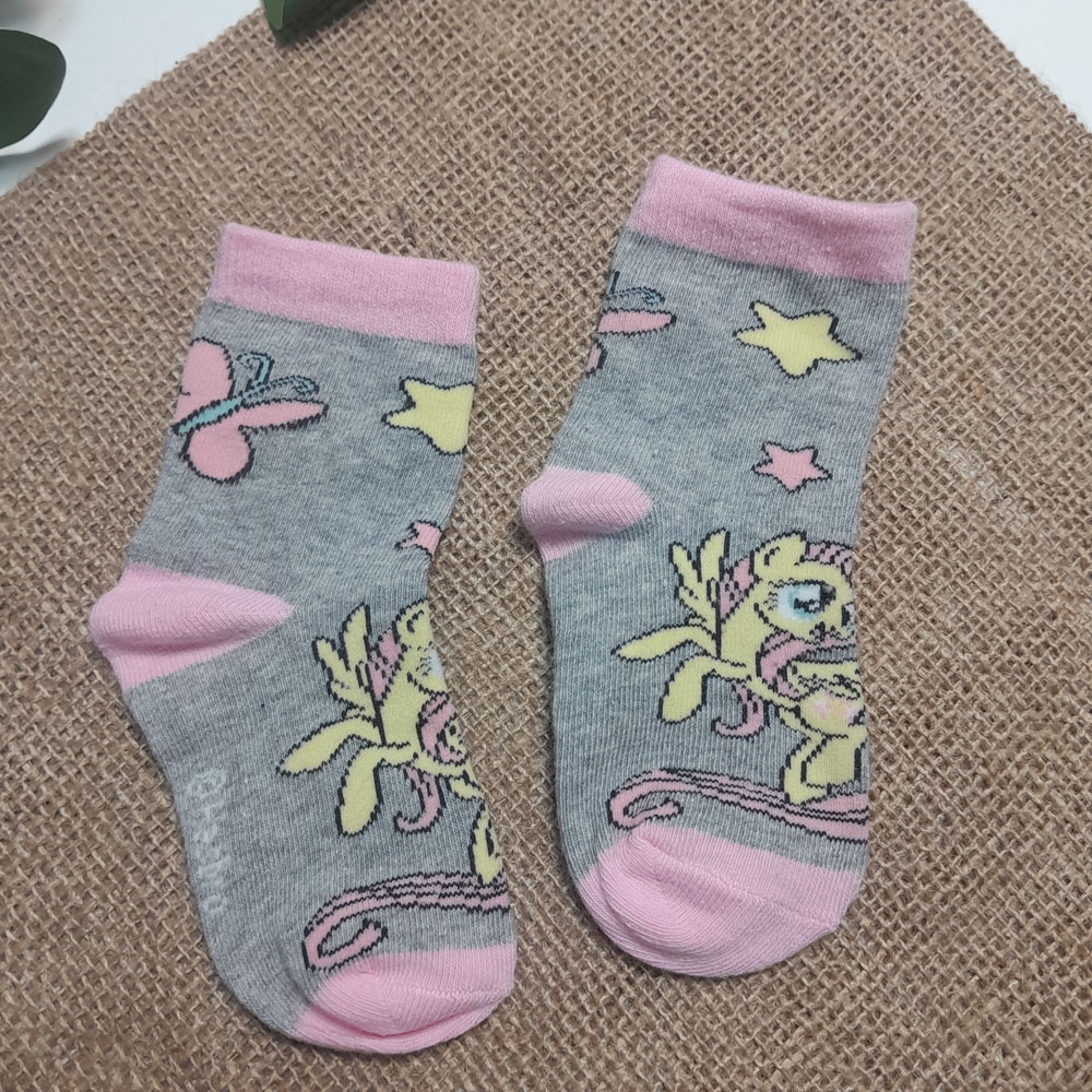جوراب دخترانه آستین کوتاه طرح یونیکورن صورتی رنگ - 2-4 سال