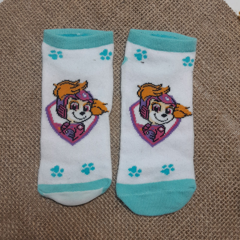 جوراب دخترانه آستین بدون مچ طرح سگ نگهبان سفید رنگ - 6-8 سال