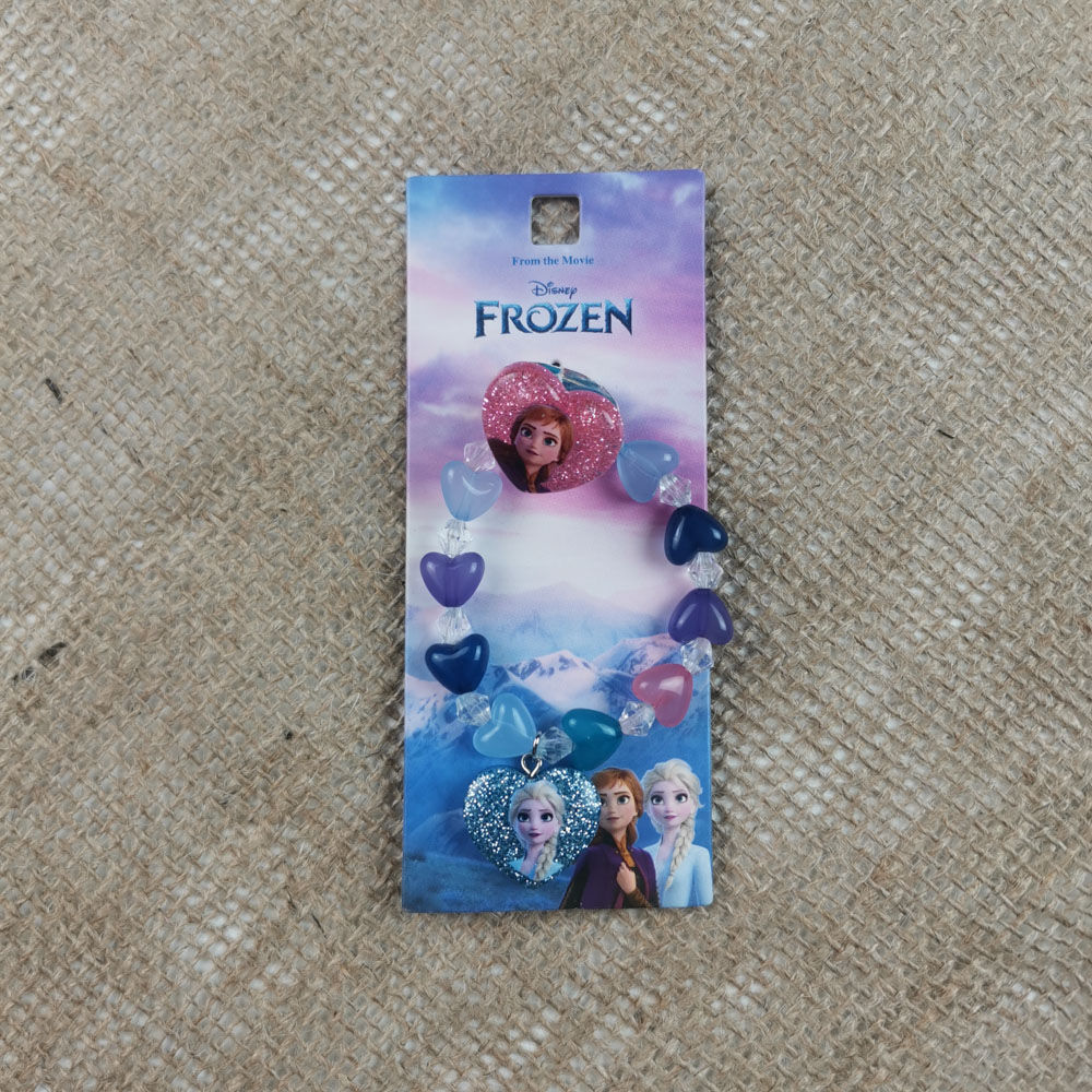 ست انگشتر دستبند دخترانه طرح آنا السا صورتی رنگ