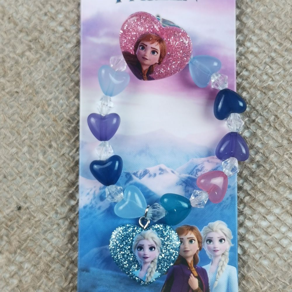 ست انگشتر دستبند دخترانه طرح آنا السا صورتی رنگ