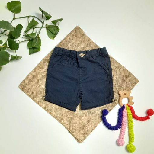 شلوارک نوزادی برند kiabi دکمه دار سورمه ای رنگ - 18 ماه