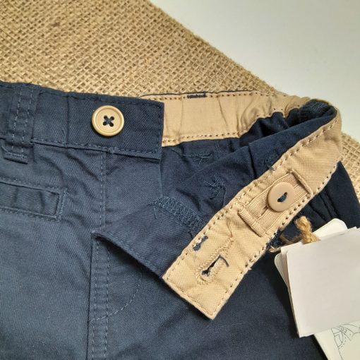 شلوارک نوزادی برند kiabi دکمه دار سورمه ای رنگ - 18 ماه