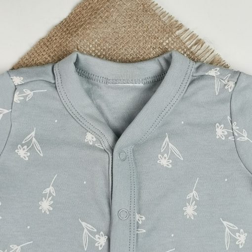 سرهمی نوزادی دخترانه آستین بلند طرح گل سبز پاستلی رنگ - 0-3 ماه