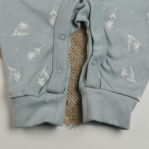 سرهمی نوزادی دخترانه آستین بلند طرح گل سبز پاستلی رنگ - 0-3 ماه