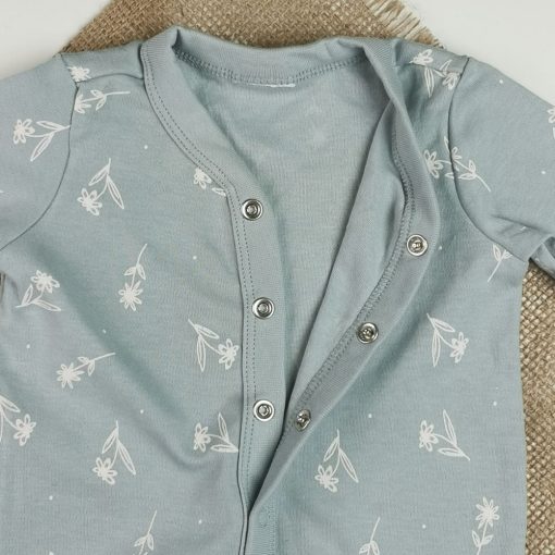 سرهمی نوزادی دخترانه آستین بلند طرح گل سبز پاستلی رنگ - 0-3 ماه