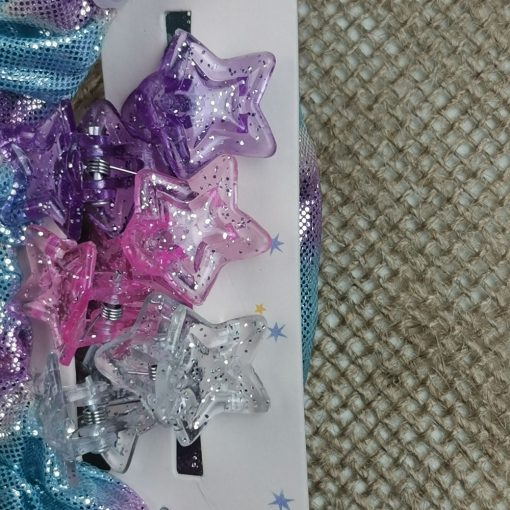 ست هفت عددی گیره و کش مو دخترانه طرح ستاره ای رنگی رنگی