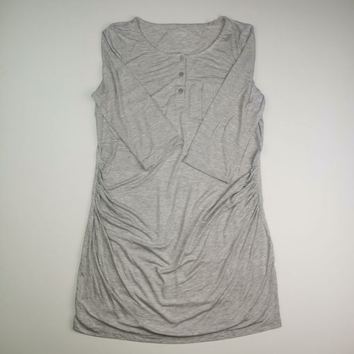 بلوز زنانه آستین سه ربع برند اسمارا طرح سه دکمه جیب دار طوسی کمرنگ - سایز 42