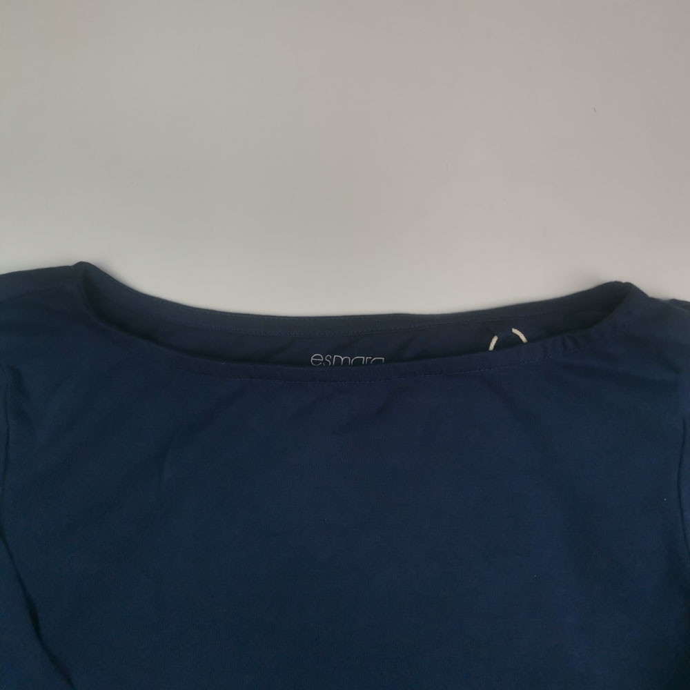 بلوز زنانه آستین بلند برند اسمارا یقه قایقی آبی تیره رنگ