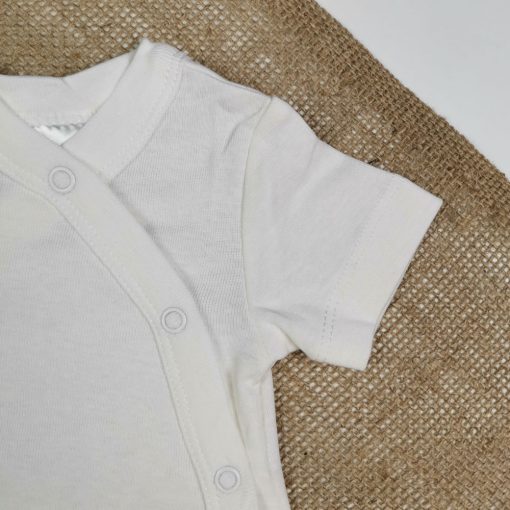 بادی نوزادی آستین کوتاه برند twins چپ و راستی سفید رنگ - 0-3 ماه