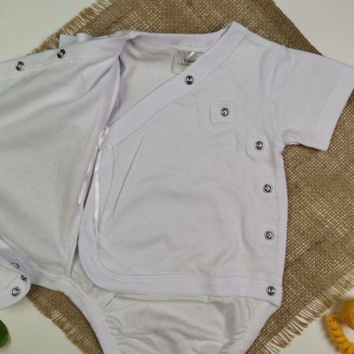 بادی نوزادی آستین کوتاه برند twins طرح جوجه تیغی چپ و راستی سفید رنگ