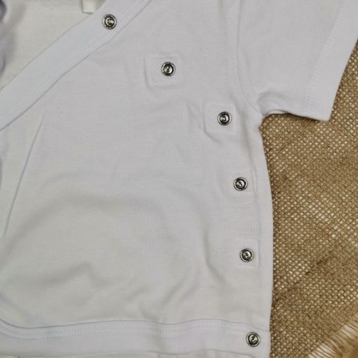 بادی نوزادی آستین کوتاه برند twins طرح جوجه تیغی چپ و راستی سفید رنگ