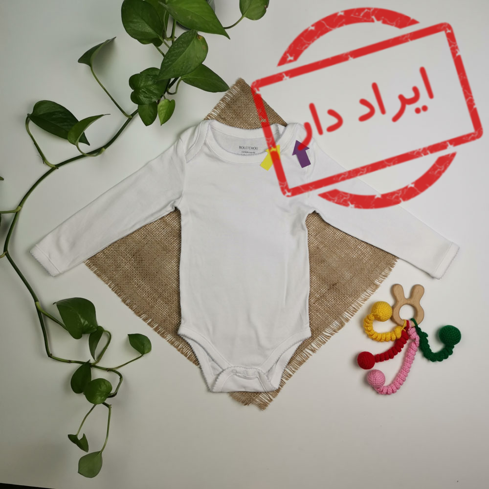 بادی نوزادی دخترانه آستین بلند سفید رنگ - 2 سال