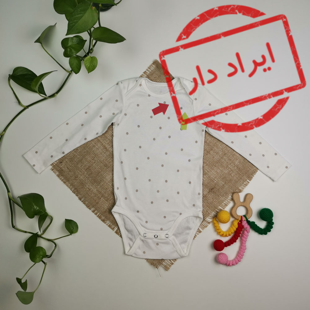 بادی نوزادی آستین بلند طرح دون دونی سفید رنگ - 2-3 سال
