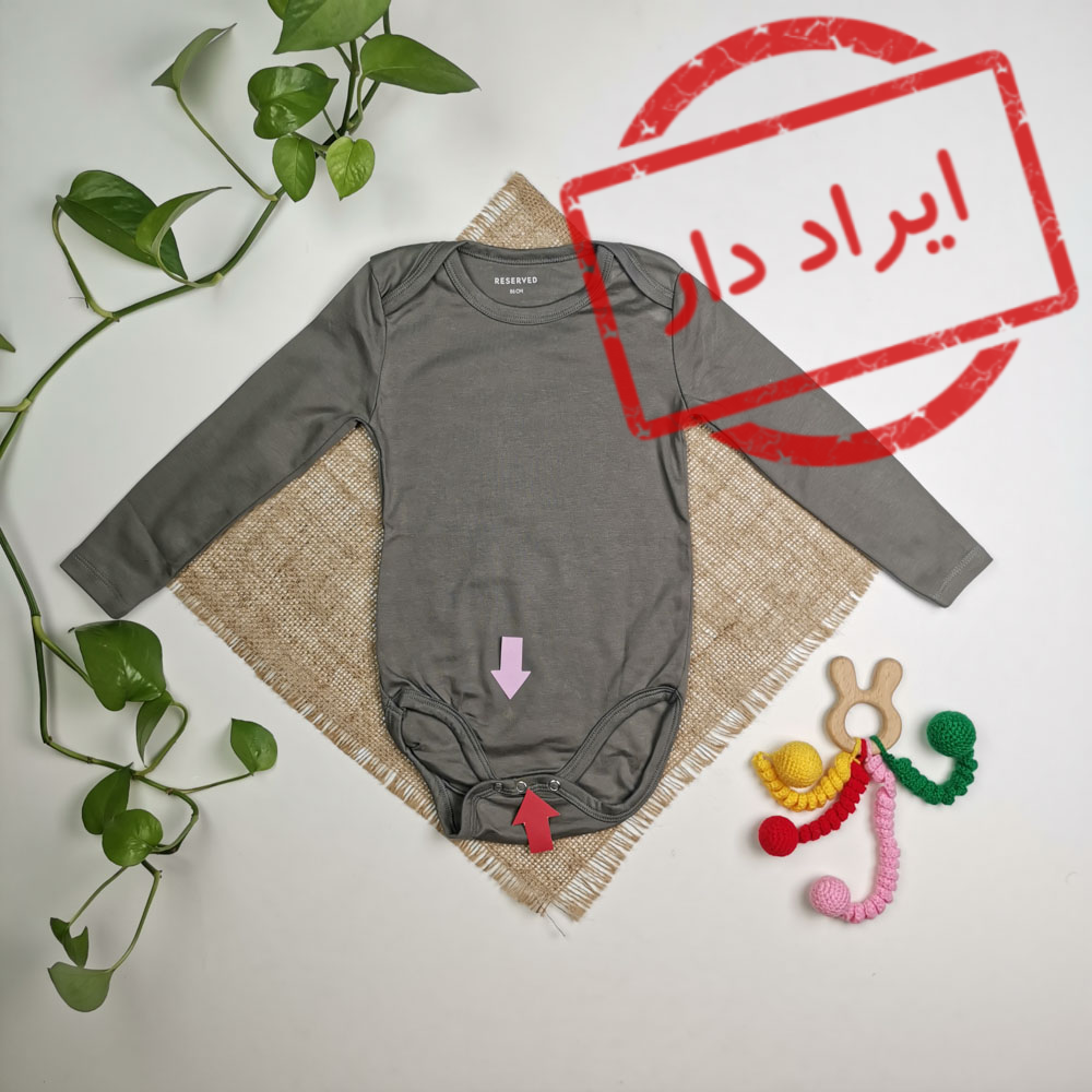 بادی نوزادی آستین بلند قهوه ای پررنگ رنگ - 12-18 ماه