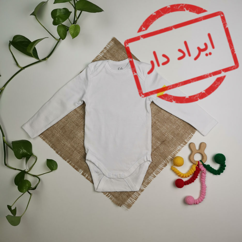 بادی نوزادی آستین بلند برند C&A سفید رنگ - 9-12 ماه