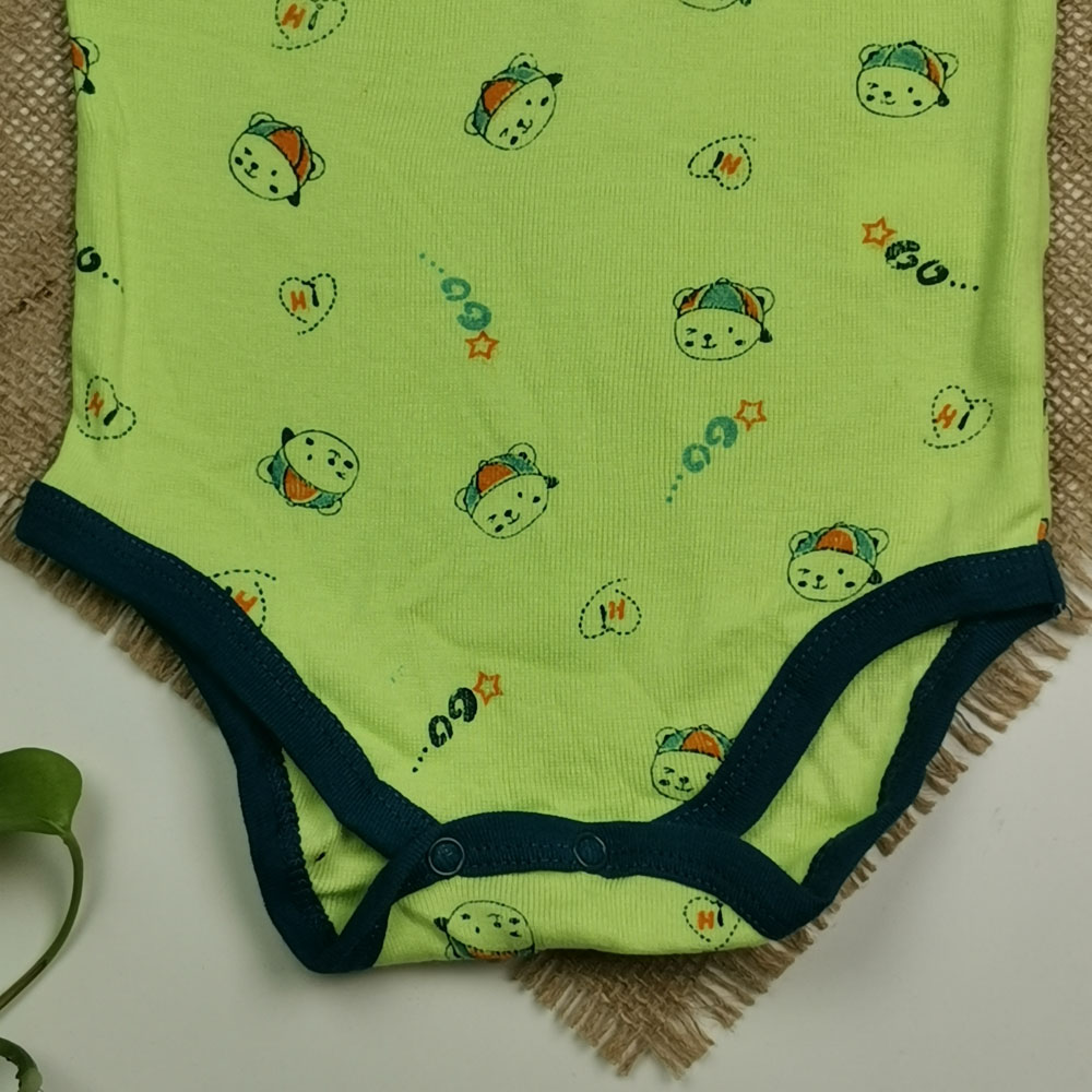 بادی نوزادی پسرانه آستین تاپ طرح خرس سبز رنگ - 12-18 ماه