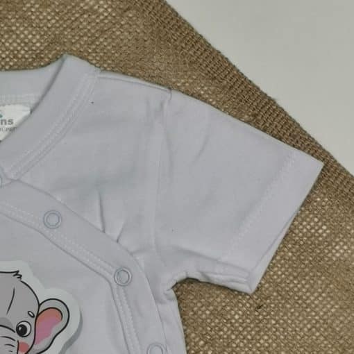 بادی نوزادی آستین کوتاه برند twins طرح فیل طوسی رنگ - Image 3