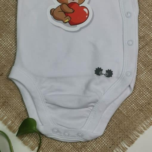 بادی نوزادی آستین کوتاه برند twins طرح خرس قهوه ای رنگ - Image 4