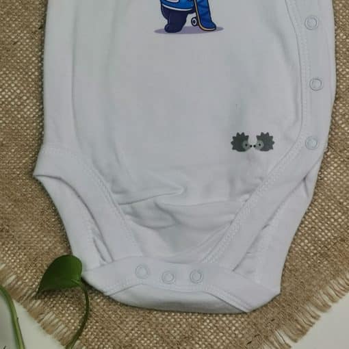 بادی نوزادی پسرانه آستین کوتاه برند twins طرح پاندا آبی رنگ - Image 5