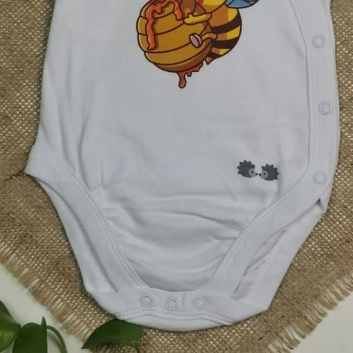 بادی نوزادی آستین کوتاه برند twins طرح زنبور زرد رنگ - Image 5