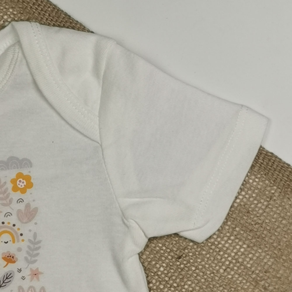 بادی نوزادی دخترانه آستین کوتاه برند twins طرح دایناسور نارنجی رنگ