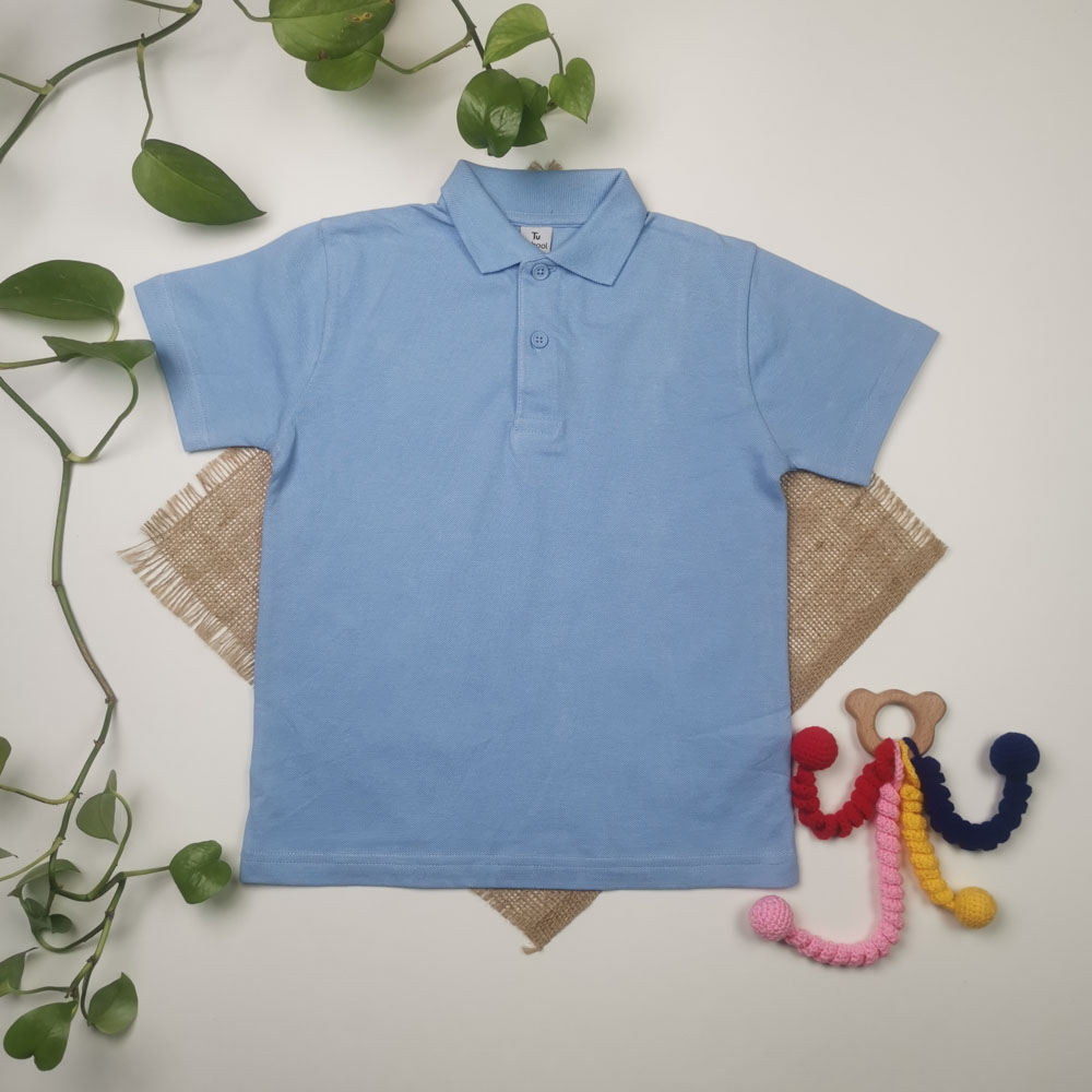 پولوشرت پسرانه آستین کوتاه برند Tu طرح دو دکمه آبی رنگ - 5 سال