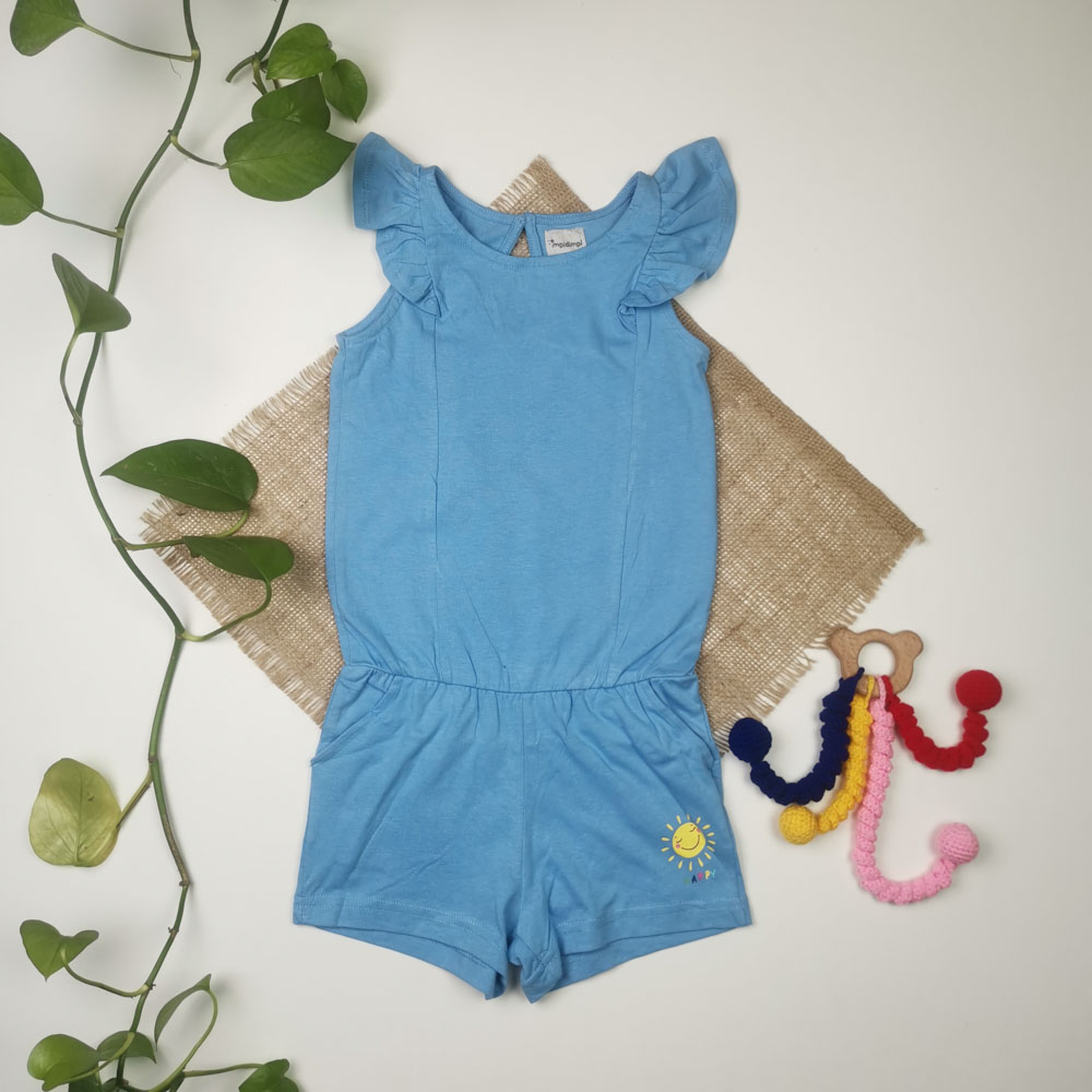 رامپر نوزادی دخترانه آستین تاپ برند impidimpi طرح خورشید آبی رنگ - 2-4 سال