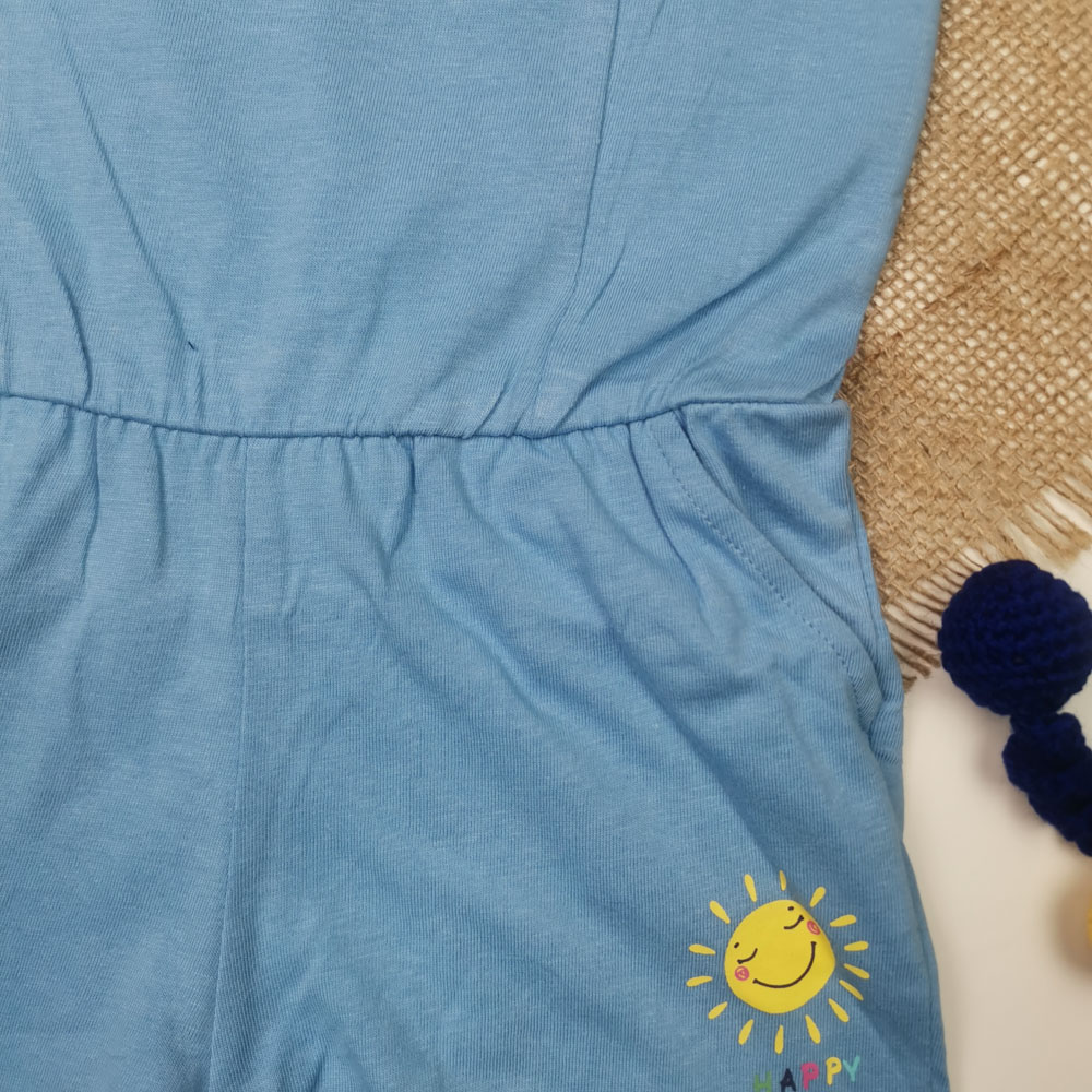 رامپر نوزادی دخترانه آستین تاپ برند impidimpi طرح خورشید آبی رنگ - 2-4 سال