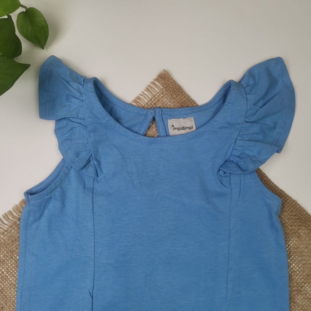 رامپر نوزادی دخترانه آستین تاپ برند impidimpi طرح خورشید آبی رنگ - 2-4 سال