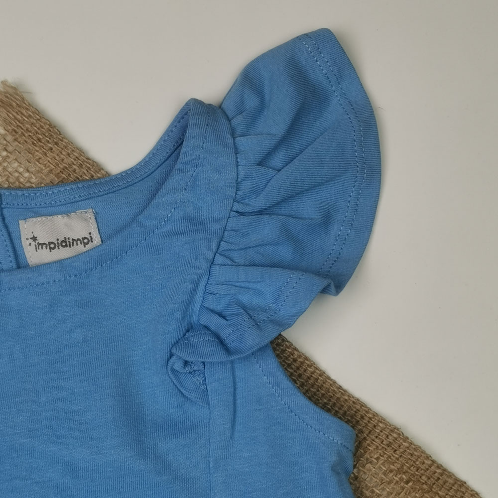 رامپر نوزادی دخترانه آستین تاپ برند impidimpi طرح خورشید آبی رنگ - 2-4 سال