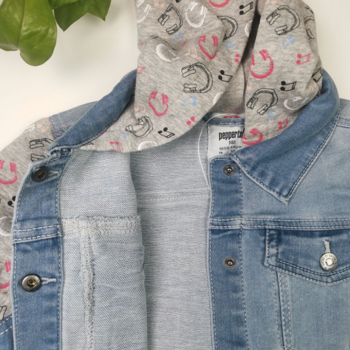 کت جین نوزادی دخترانه آستین بلند برند pepperts طرح موسیقی کلاه دار آبی رنگ - Image 13