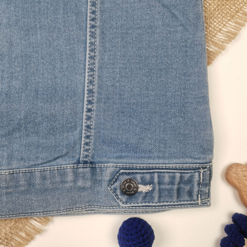 کت جین نوزادی دخترانه آستین بلند برند pepperts طرح موسیقی کلاه دار آبی رنگ - Image 16