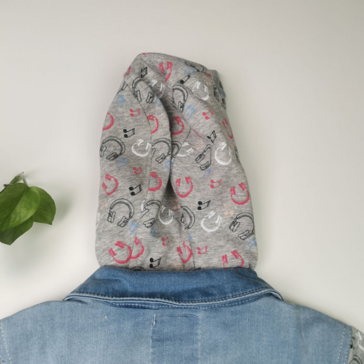 کت جین نوزادی دخترانه آستین بلند برند pepperts طرح موسیقی کلاه دار آبی رنگ - Image 3