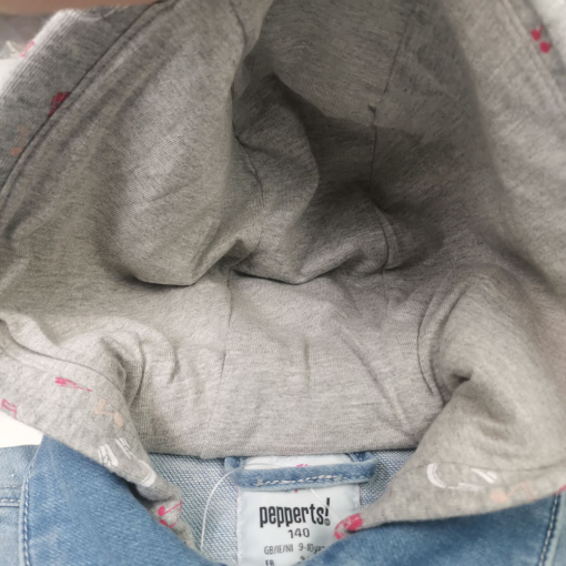 کت جین نوزادی دخترانه آستین بلند برند pepperts طرح موسیقی کلاه دار آبی رنگ - Image 5