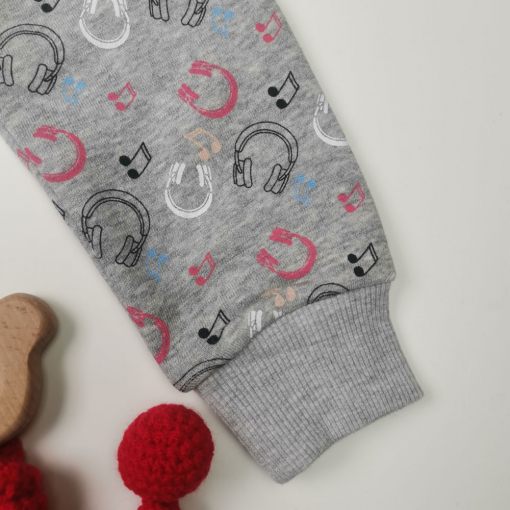 کت جین نوزادی دخترانه آستین بلند برند pepperts طرح موسیقی کلاه دار آبی رنگ - Image 7