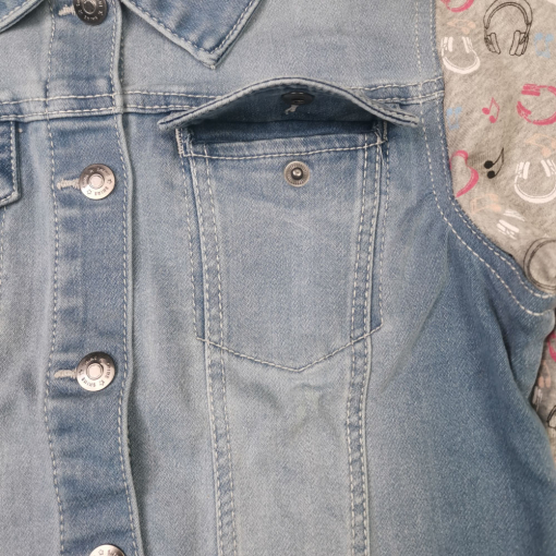 کت جین نوزادی دخترانه آستین بلند برند pepperts طرح موسیقی کلاه دار آبی رنگ - Image 9