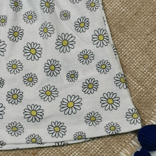 تاپ نوزادی دخترانه آستین تاپ برند لوپیلو طرح بابونه دامن دار سفید رنگ - 2 تا 6 ماه