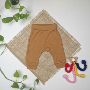 شلوار نوزادی اسلش برند h and m کمرکش شتری رنگ