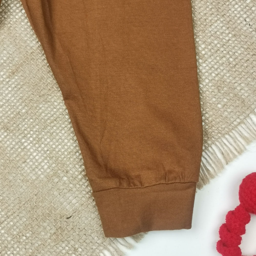 شلوار نوزادی اسلش کمرکش قهوه ای رنگ - 6 تا 9 ماه