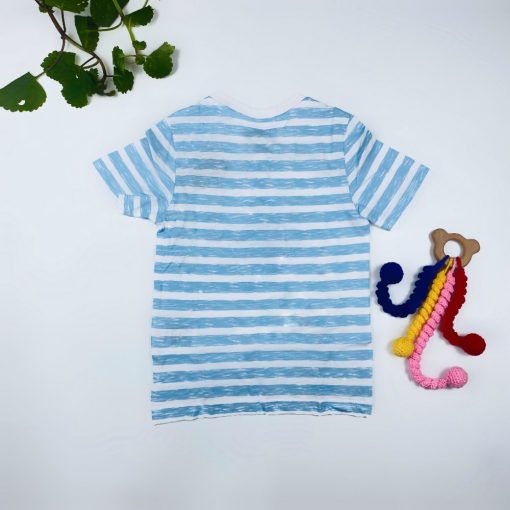 تیشرت پسرانه آستین کوتاه برند لوپیلو طرح راه راه دکمه دار سفید رنگ - Image 2